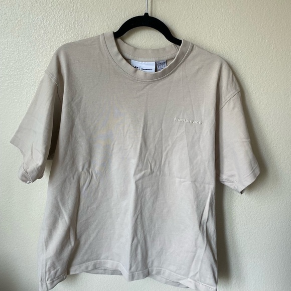 Adidas by Pharrell Williams humanrace T-shirt size large color cream boxy fit - Picture 2 of 8